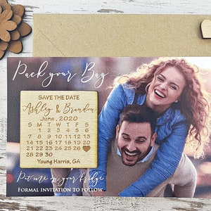 Calendario Guardar el imán de fecha, Foto Guardar las tarjetas de fecha, Imán de boda de madera, Guardar la fecha moderno, Guardar la fecha personalizado