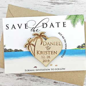 Palm Tree Save The Date Wood Magnet Beach Wedding