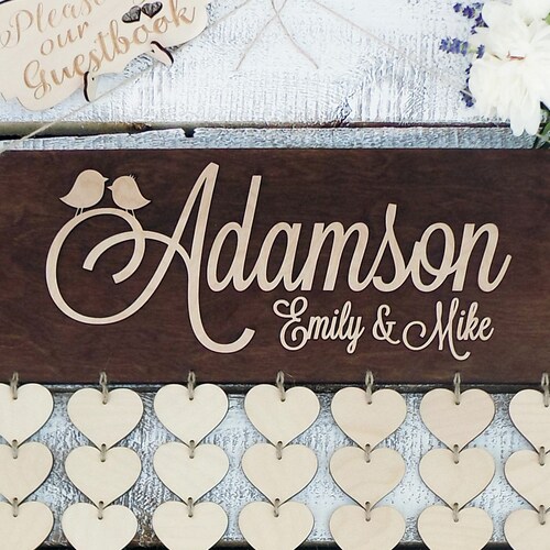 Custom Wedding guestbook alternative 3D shops Wedding guest book Personalized Rustic Wedding guestbook Hearts wedding guest book RUSTIC WEDDING