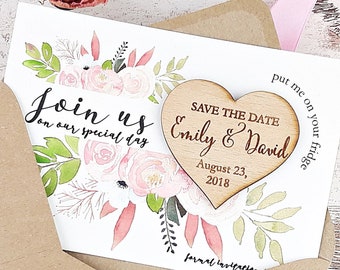 Personalised Wood Save The Date Magnet