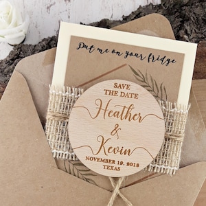 Enregistrer la date aimant verdure, carte rustique enregistrer la date, en bois enregistrer la date, invitation de mariage rustique, aimant en bois rustique