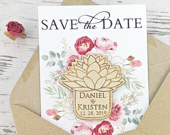 Succulent Save the Date Magnet Invite