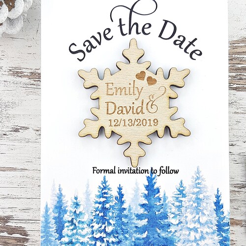 Rustic Winter Wedding Save the Date Invitation Rustic Winter Etsy