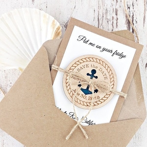 Save The Date Magnet Beach, Nautical Save The Date Magnet, Anchor Beach Save The Date Magnet, Personalised Anchor Save The Date Magnet Wood