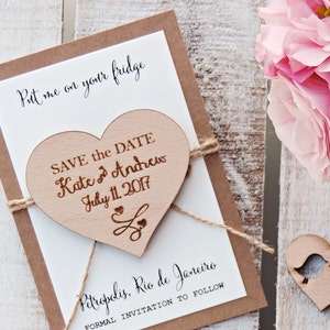 Heart Save-the-Date Magnets, Wooden Magnets, Wedding Magnets, Wooden Save The Date, Wood Heart Magnet, Heart Save The Date