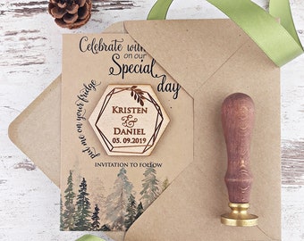 Pine Tree Save The Date Wodden Magnet