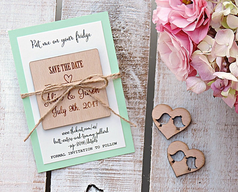 Wedding Wood Save-the-Date Magnet, Wood Magnet, Wooden Magnet, Save The Date Magnet, Wooden Save The Date Magnet, Rustic Save The Date image 2