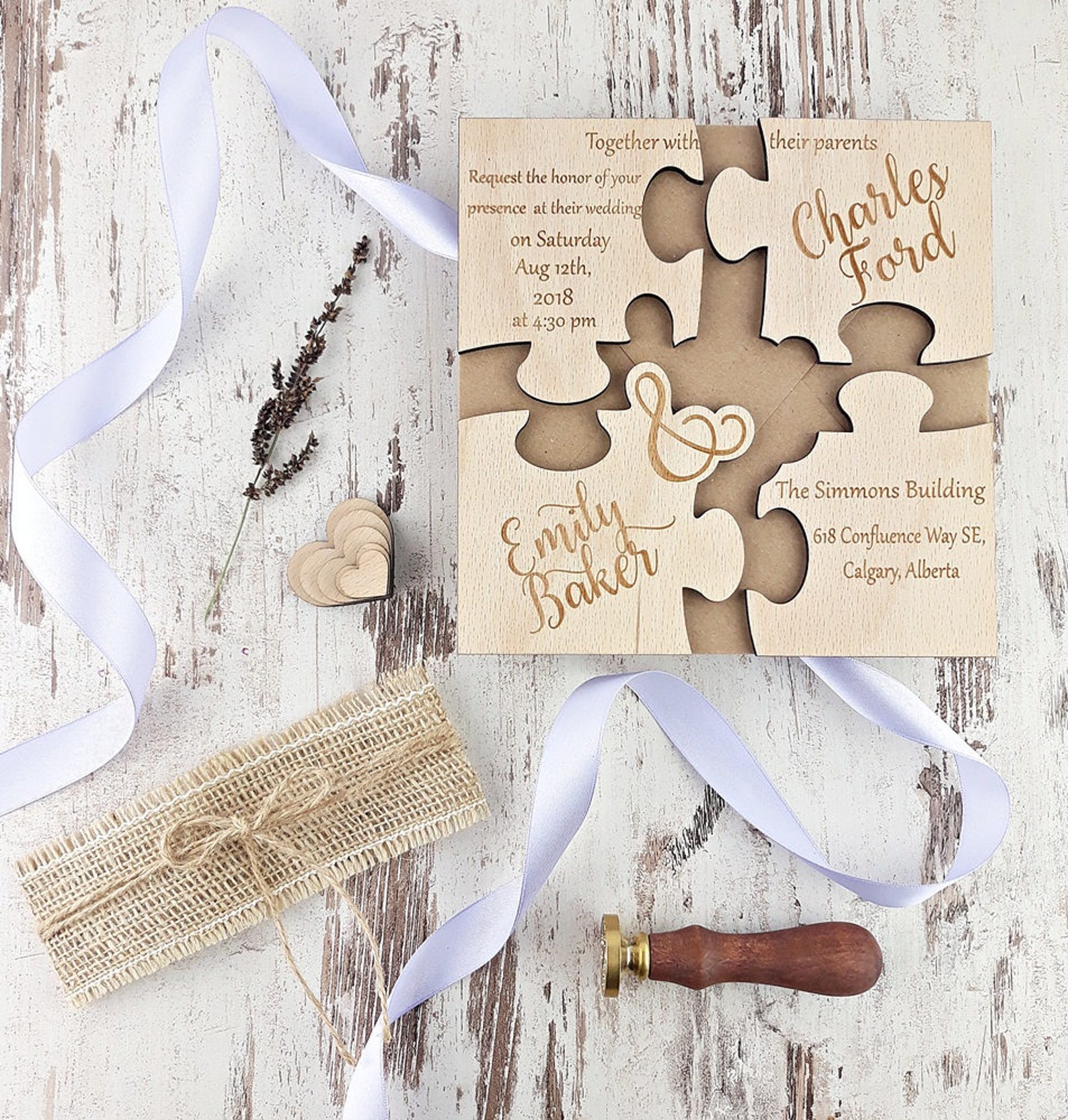 Puzzle Wedding Invitation Puzzle Invitation Real Wood Etsy