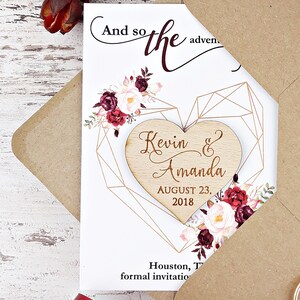 Modern Marsala Save-The-Date Heart Magnet image 8