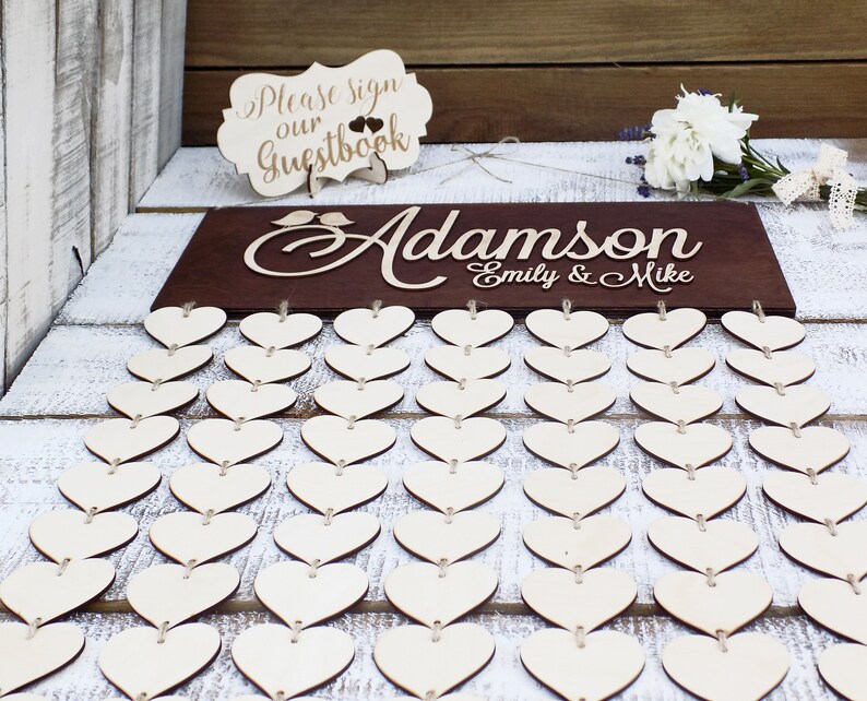 Custom Wedding guestbook alternative 3D shops Wedding guest book Personalized Rustic Wedding guestbook Hearts wedding guest book RUSTIC WEDDING