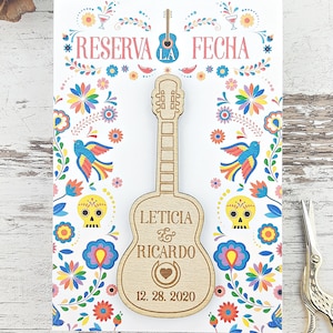 Reserva la fecha Fiesta Salva la data Magnete chitarra Invitación de boda Messico