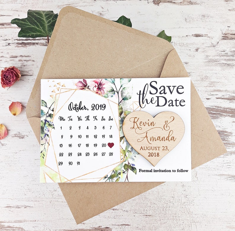 Save the Date Calendar Wooden Etsy