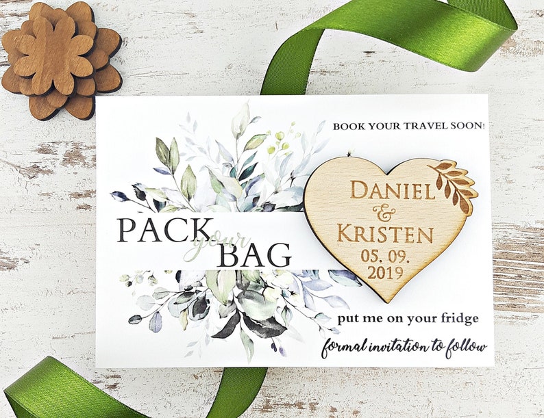 Pack Your Bag Save the Date Card Wood Etsy