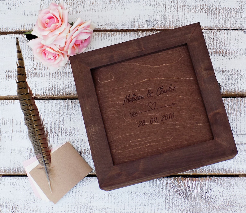 Wood Shadow Box Wooden Guest Book Wedding Drop Box Guest Book Etsy