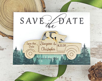 Wood Truck Save the Date Magnet