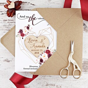 Modern Marsala Save-The-Date Heart Magnet image 9