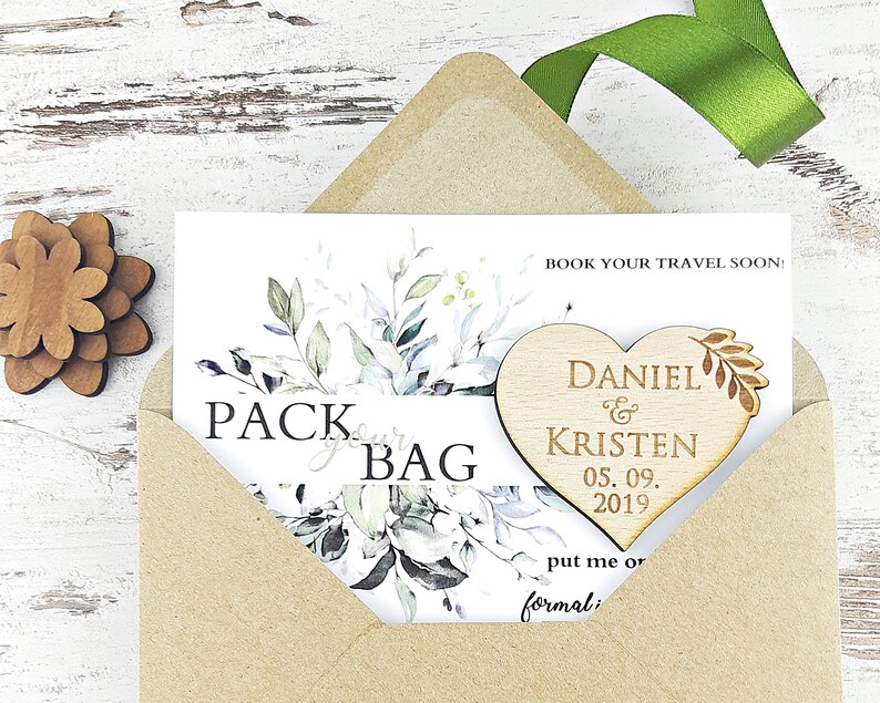 Pack Your Bag Save the Date Card Wood Etsy
