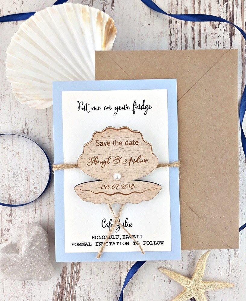 Beach Save The Dates Shell Save The Date Magnet Beach Save The Date