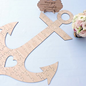 Anchor Wedding Guest Book Puzzle, Wood Puzzle Guest Book, Custom Wedding Guest Book Puzzle, Wooden Wedding Puzzle, Anchor Guest Book Puzzle image 1