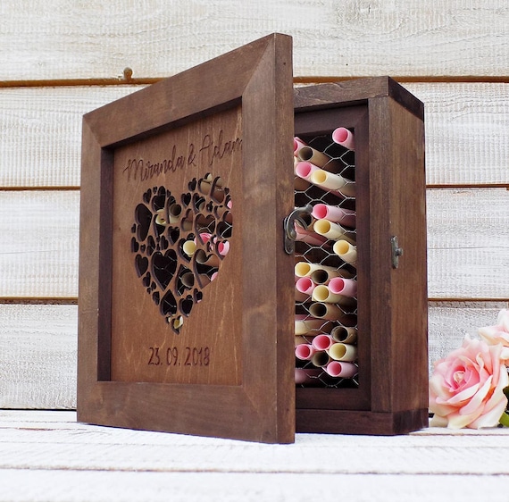 Wedding planning ideas - guest book ideas - shadow drop box guest book - Wedding Soiree Blog by K’Mich, Philadelphia’s premier resource for wedding planning and inspiration - rustic love and wood