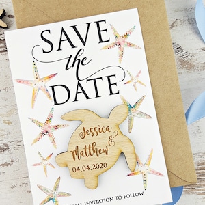 Sea Turtle Save the Date Magnet Wood, Tropical Save The Date, Destination Wedding Magnet Card, Save The Date Beach, Wood Sea Turtle Magnet