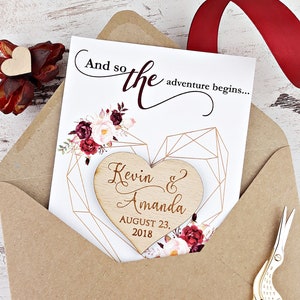 Modern Marsala Save-The-Date Heart Magnet image 6