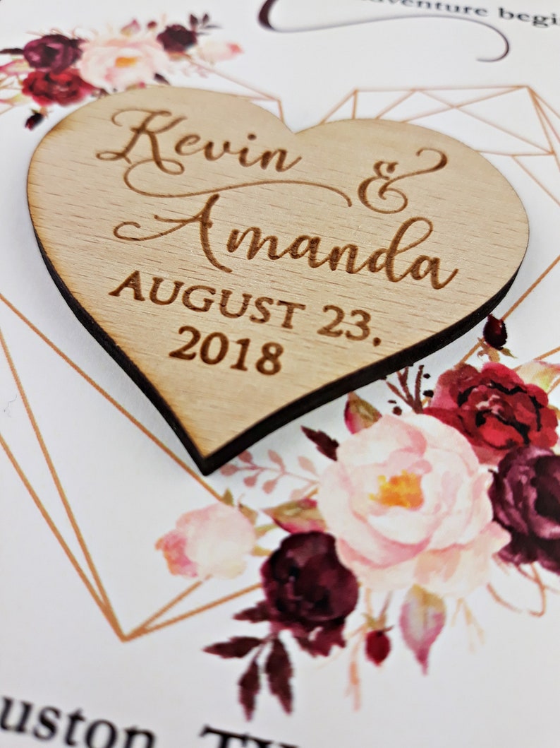 Modern Marsala Save-The-Date Heart Magnet image 5