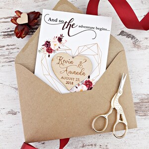 Modern Marsala Save-The-Date Heart Magnet image 7