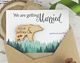 Save the Date Magnet Bear, California Wedding, Rustic Bear Wedding Magnet, Our Adventure begins Card