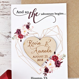 Modern Marsala Save-The-Date Heart Magnet