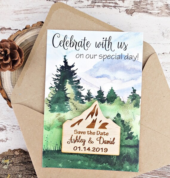Mountain Save The Date Wedding Magnets Etsy