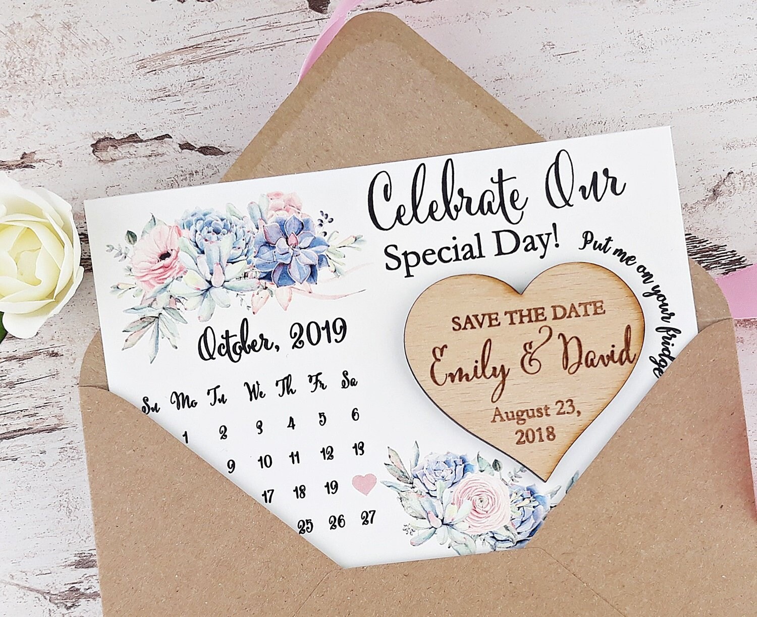 Calendar Save The Date Wedding Magnet Etsy