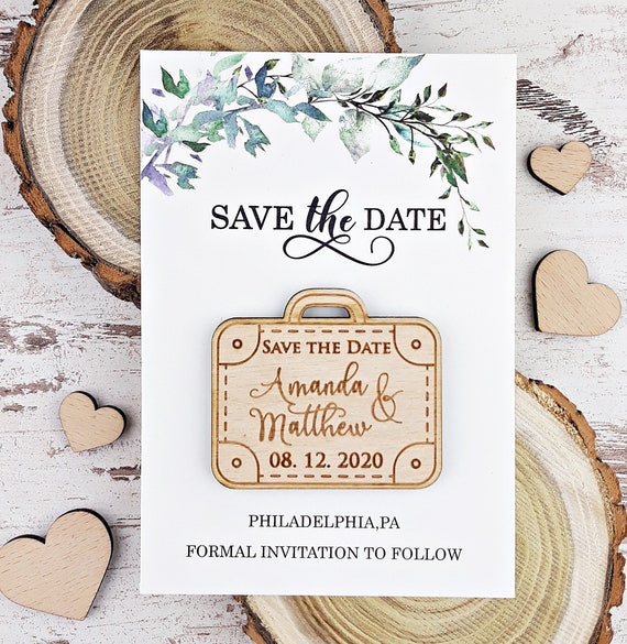Wood Save The Date Magnets Etsy