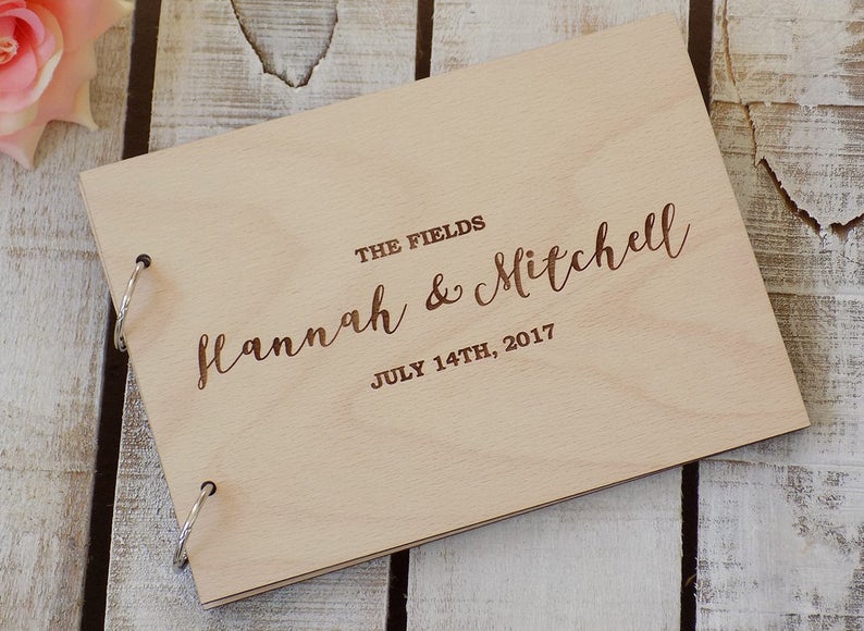 Wood Wedding Guest Book Customised Guest Book Custom Wedding Guest Book Wedding Calligraphy Wood Guest Book Rustic Wedding Guest Book