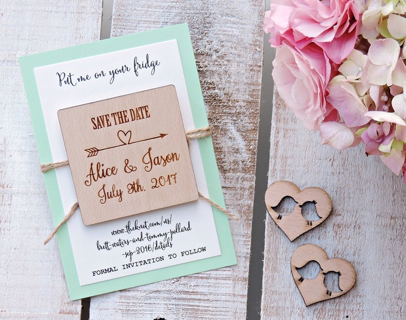Wedding Wood Save-the-Date Magnet, Wood Magnet, Wooden Magnet, Save The Date Magnet, Wooden Save The Date Magnet, Rustic Save The Date image 1