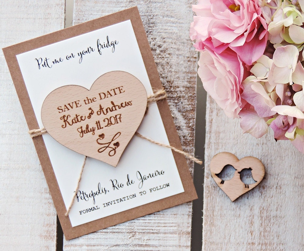 Heart Savethedate Wooden Wedding Etsy