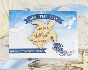 Beach Save-the-Date Magnet wood, Wood Sea Turtle Magnet, Magnet Rustic, Beach Wedding Magnet, Destination Magnet, Wood Magnet Beach