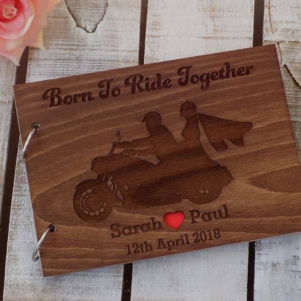 Motorcycle Wedding Guest Book, Rustic Guestbook, Wood Guest Book, Custom Guest Book, Guest book Wedding, Wedding Album, Gift for Couple