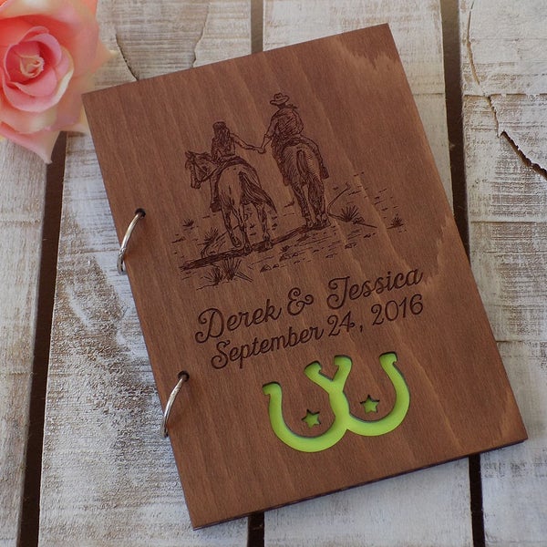 Wedding Guest Book, Horse Lover Guestbook, Horseshoe Wood Guest Book, Custom Guest Book, Guest book, Wedding Gift, Anniversary Gift