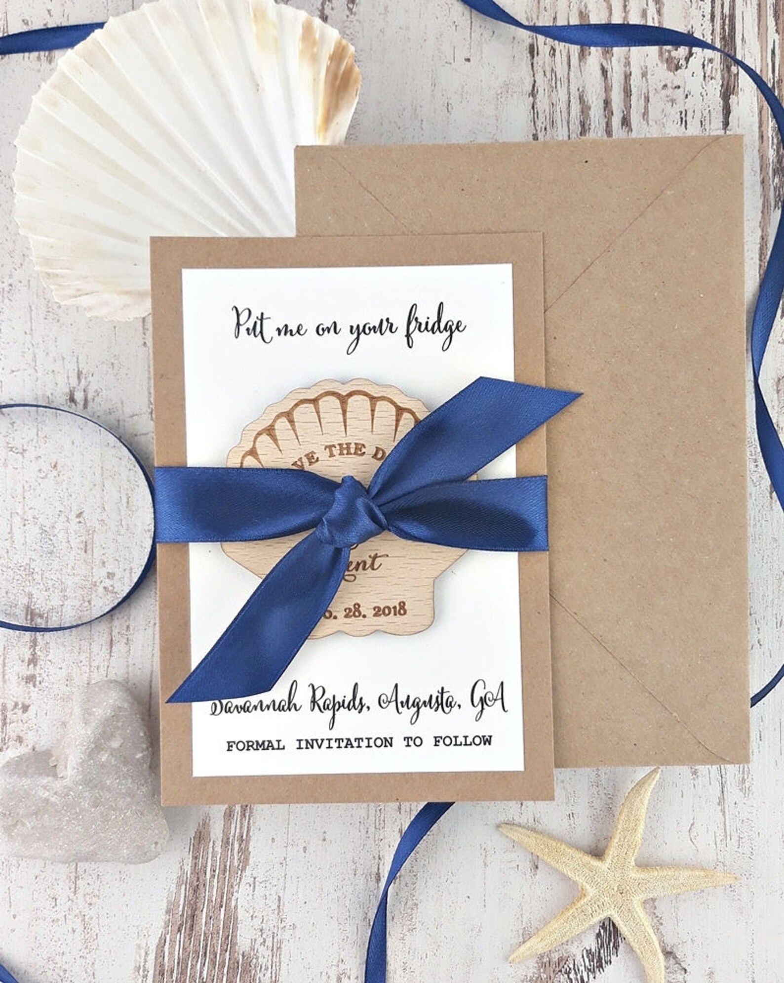Seashell Save The Date Save the Date Magnet Beach Save The | Etsy