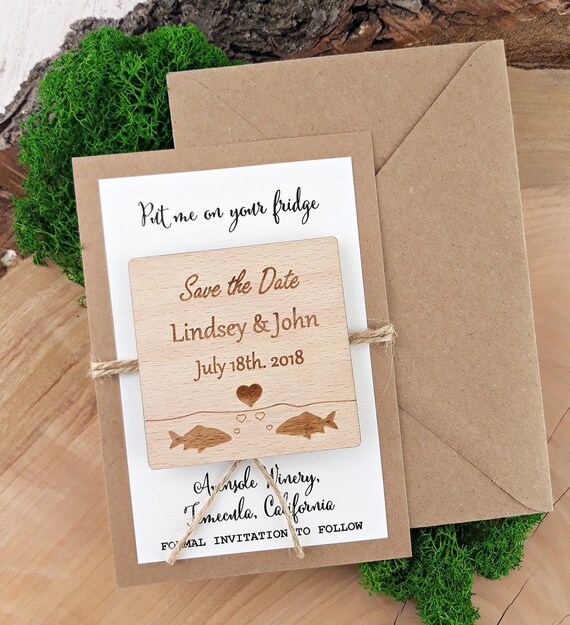 Fishing Save The Dates Fish Magnet Save The Date Fish Save The Date Magnet Rustic Save The Date Beach Save the Date Wood Save The Date Sea