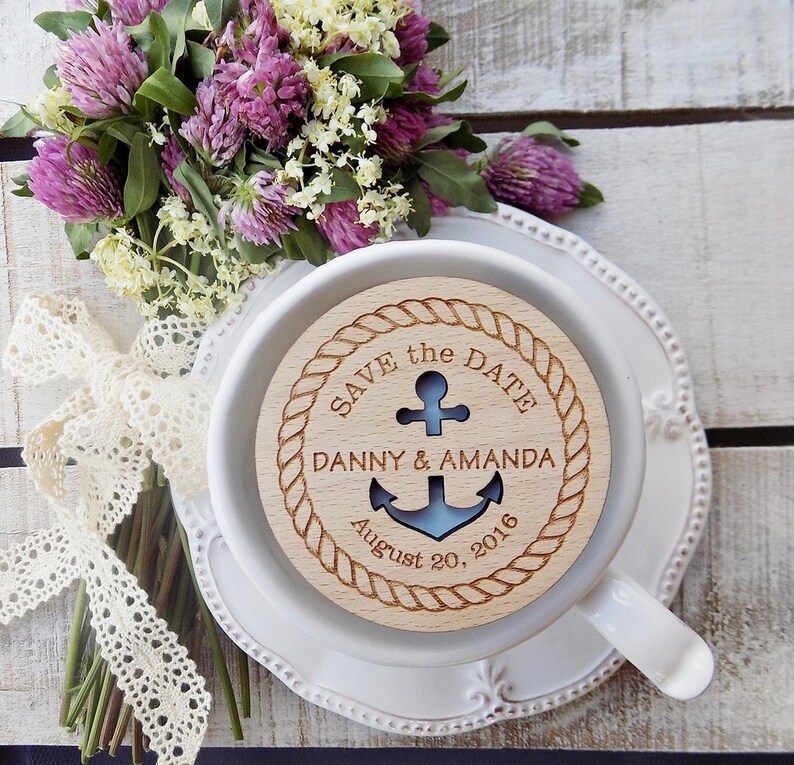 Beach Wedding Magnet Anchor Wooden Magnet Beach Save The Date Etsy