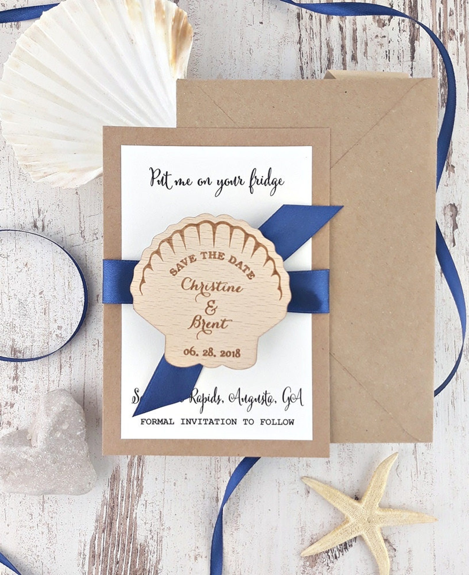 Seashell Save The Date Save the Date Magnet Beach Save The | Etsy