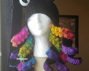 The original "Rainbow" Octopus Beanie Hat with Realistic Tentacles