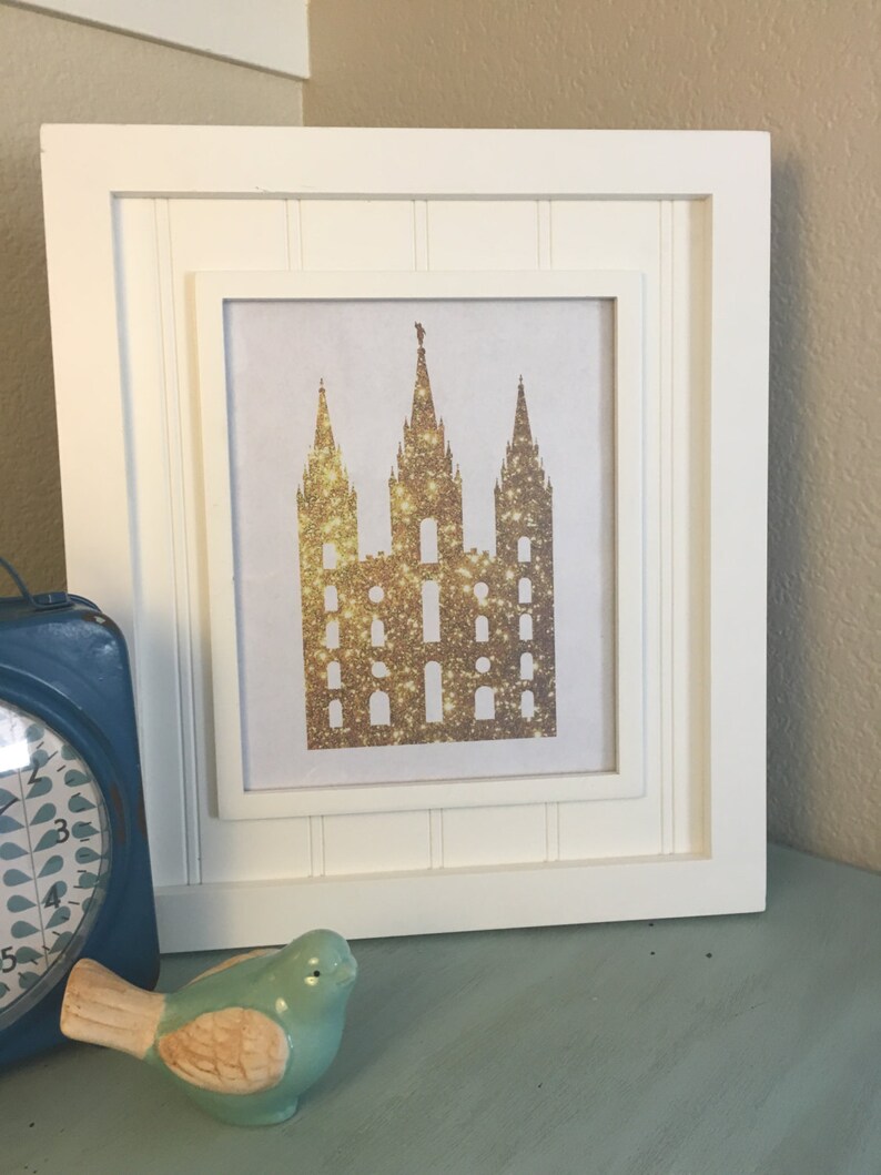 LDS Gold and Glittery Temple Print - Etsy