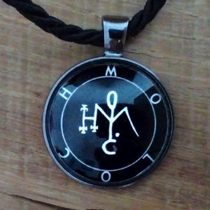 Moloch Sigil symbol Necklace Pendant + Baphomet Box - Occult Moloque, Moloc, amulet