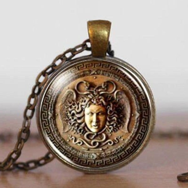 Medusa face pendant necklace + Gift Box -Handmade pendant - Greek Mythology