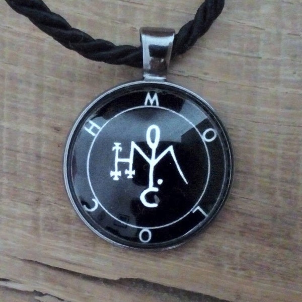 Moloch Sigil symbol Necklace Pendant + Baphomet Box - Occult Moloque, Moloc, amulet