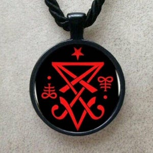Seal of Lucifer Sigil Pendant necklace + gift Baphomet Box - Symbol Satan Occult