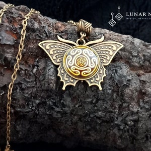 Hekate Wheel Moth Pendant + Box - Necklace Witches Hecate Moon Goddess Wicca